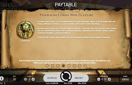 Coins of Egypt онлайн - игровой бонус Игровой бонус в Coins of Egypt онлайн