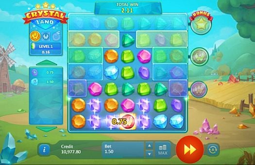 Игровой автомат Crystal Land - призовая комбинация символов Призовая комбинация симвлов в игровом автомате Crystal Land