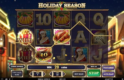 Игровой автомат Holiday Season - призовая комбинация символов Призовая комбинация символов в игровом автомате Holiday Season